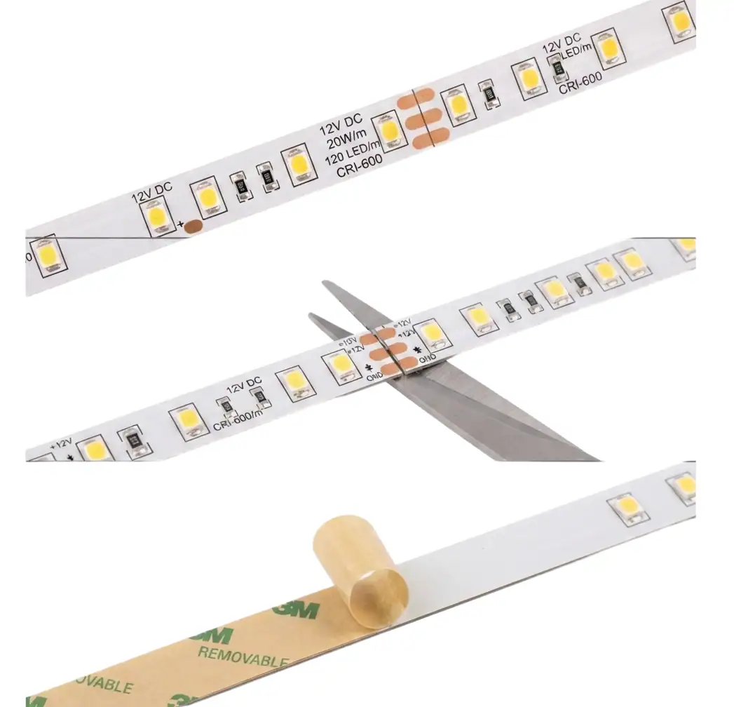 Technický detail LED pásku 10mm s dělením každých 2,5cm